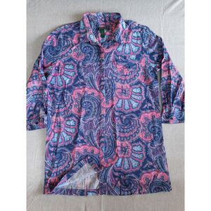 Lauren Ralph Lauren Women XL Paisley All-Over Print‎ Tunic Top Blouse 3/4 Sleeve